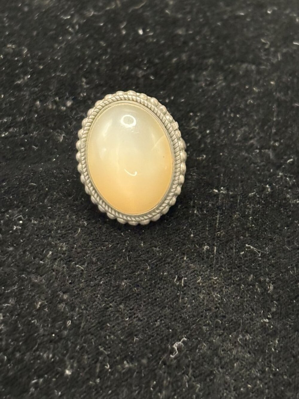 Large Oval Honey-Yellow Cabochon Silver Statement Ring With Intricate Rope R221